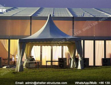 pagoda canopy - flat top high peak tents - square marquees - canopy for hotel wedding - pavilion for pool side party - Shelter aluminum structures for sale (4)