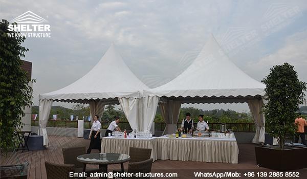 pagoda canopy - flat top high peak tents - square marquees - canopy for hotel wedding - pavilion for pool side party - Shelter aluminum structures for sale (6)